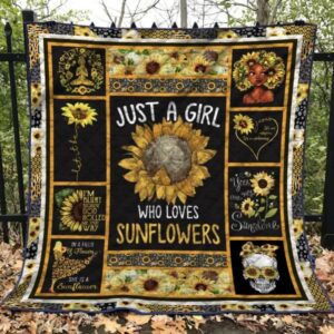 Hippie Sunflower Girl Quilt Blanket  Quilt